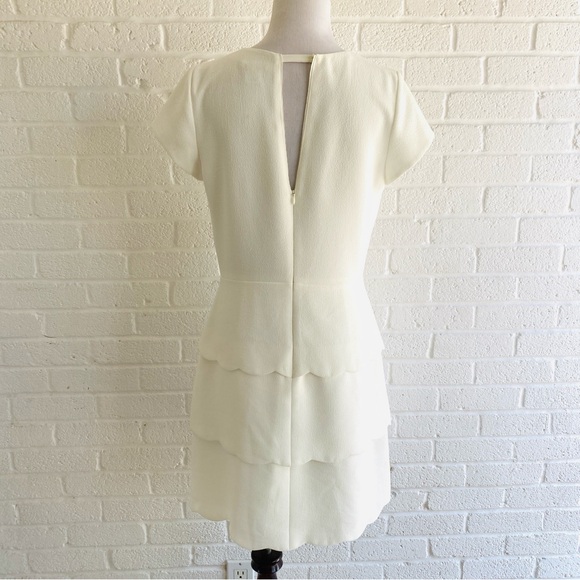 Club Monaco Colby White Dress Tiered White Scallop Mini Size 6 Wedding Shower - Picture 9 of 15